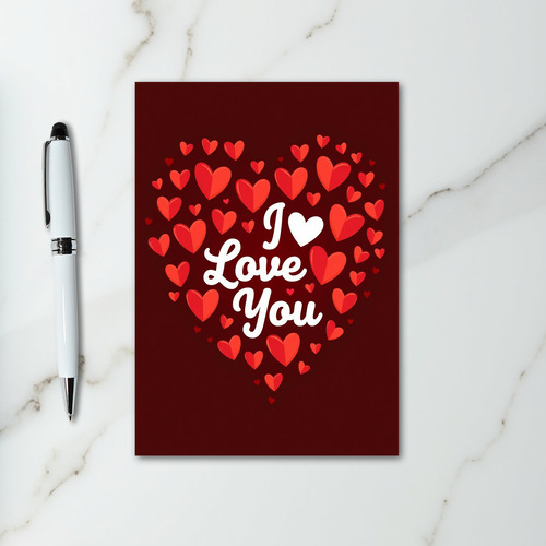 I Love You Glossy Hearts Card