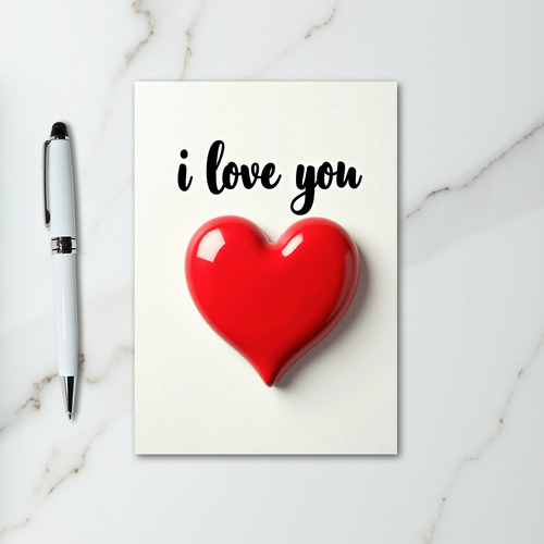 I Love You Glossy Red Heart Card