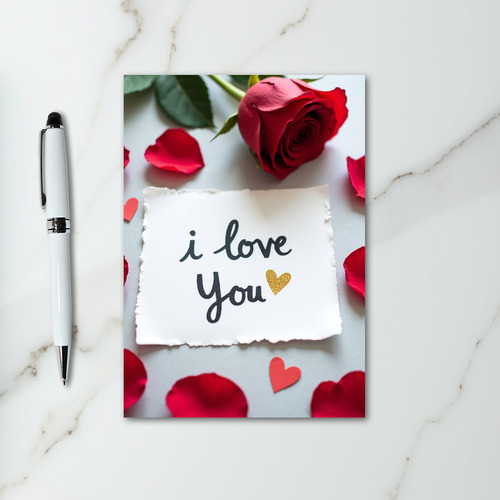 I Love You Gold Heart Card