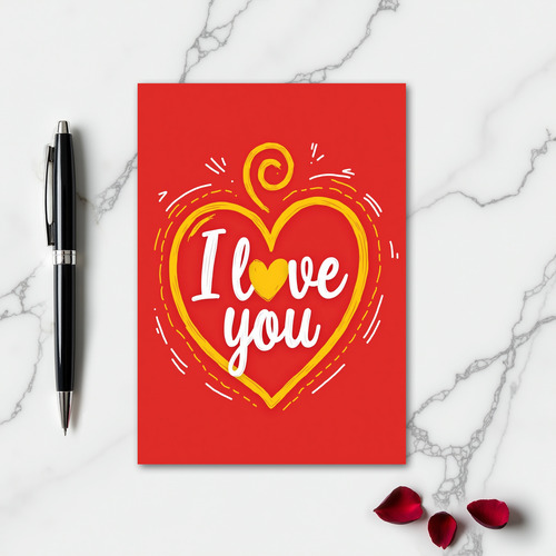 I Love You Golden Heart Card