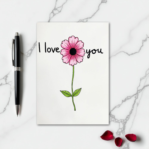 I Love You Greeting Flower Card