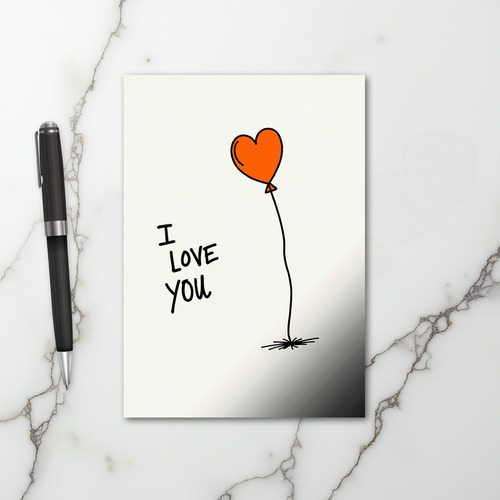 I Love You Heart Balloon Card