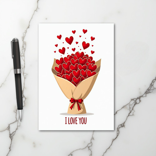I Love You Heart Bouquet Card