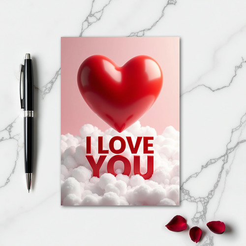I Love You Heart Clouds Card