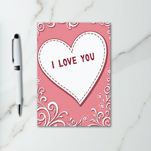 I Love You Heart Floral Card