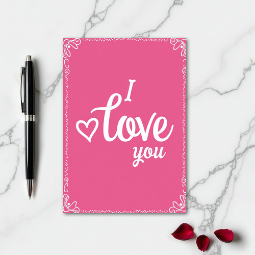 I Love You Heart White Script Card