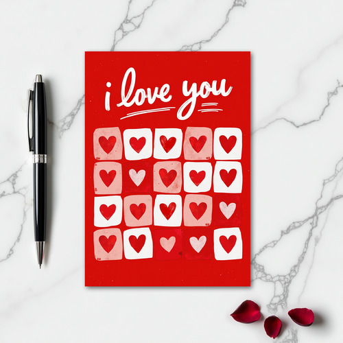 I Love You Heartfelt Grid Card