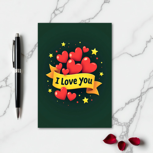 I Love You Hearts And Stars Card