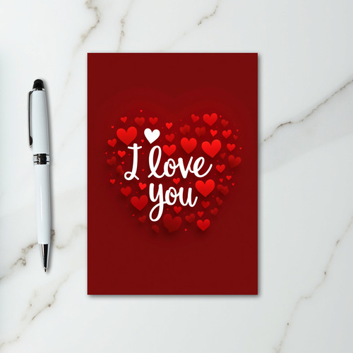 I Love You Hearts Embossed Card