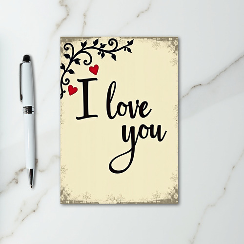 I Love You Hearts Flourish Card