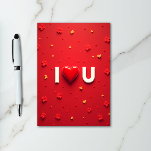 I Love You Hearts Flowers Card