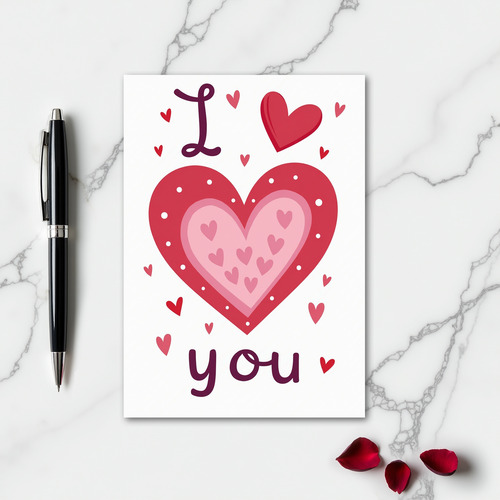 I Love You Hearts Glitter Texture Card