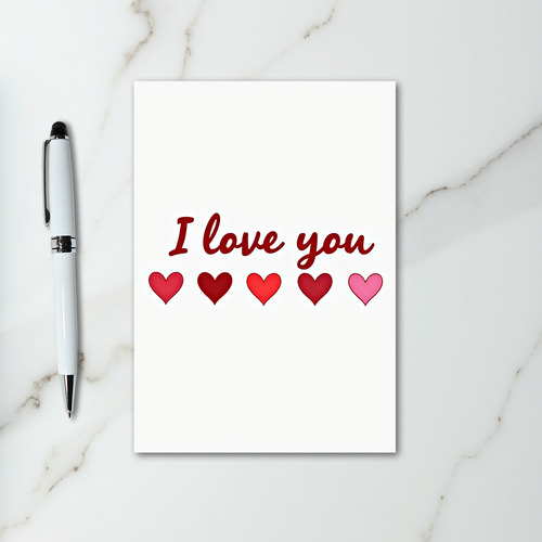 I Love You Hearts Glossy Card