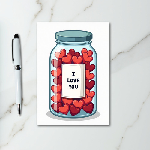 I Love You Hearts Jar Card