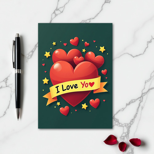 I Love You Hearts Message Card