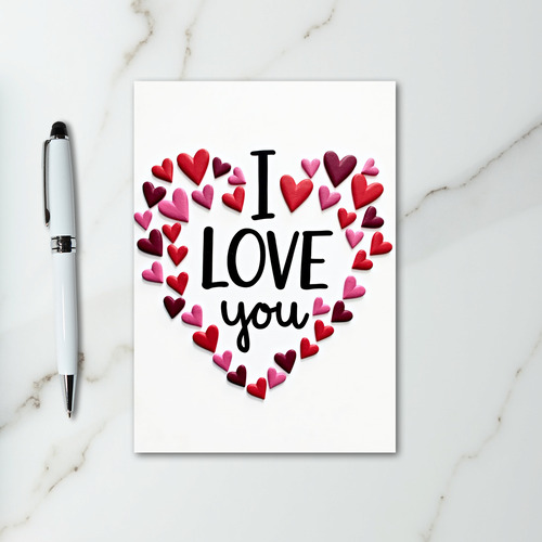 I Love You Hearts Pattern Card