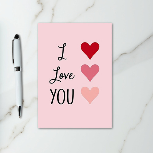 I Love You Hearts Pink Card