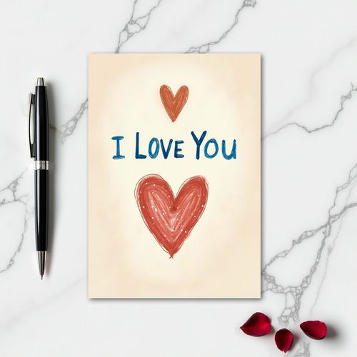 I Love You Hearts Simple Art Card