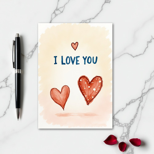 I Love You Hearts Simple Card