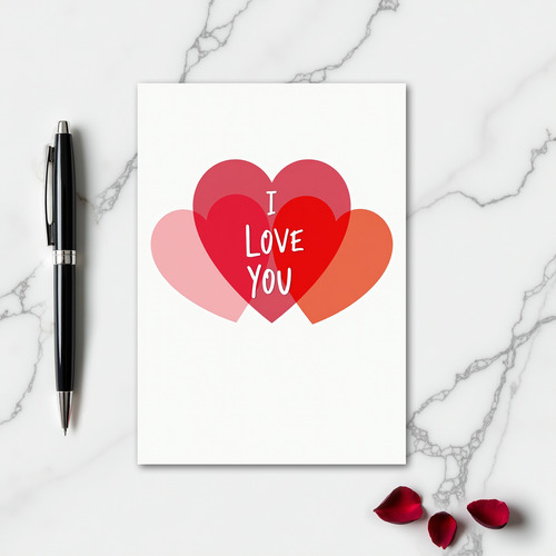 I Love You Hearts Textured Card