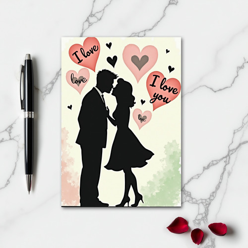 I Love You Kissing Couple Card