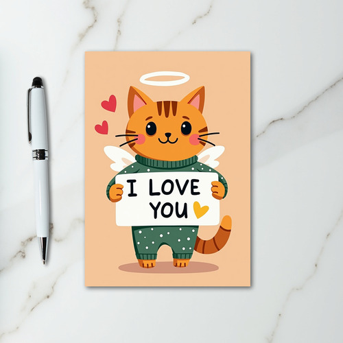 I Love You Kitty Angel Card