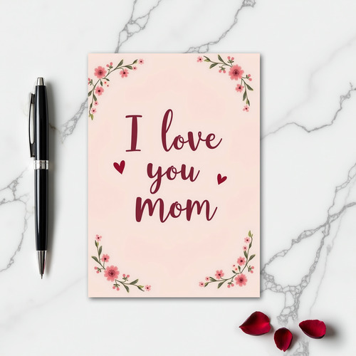 I Love You Mom Flowers Card