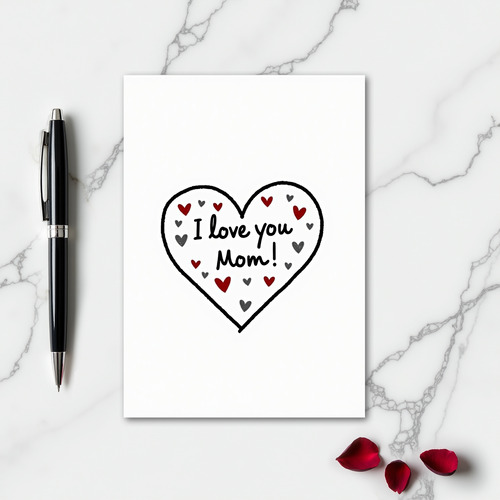 I Love You Mom Simple Heart Card
