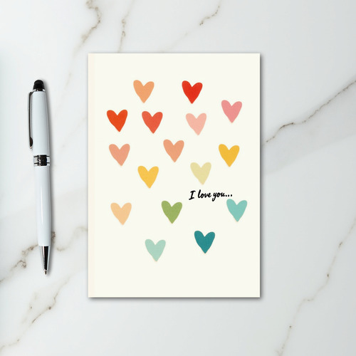 I Love You Multicolored Hearts Card