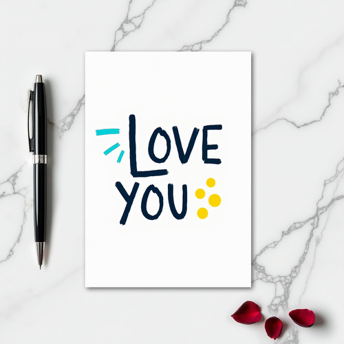 I Love You Navy Teal Art Card