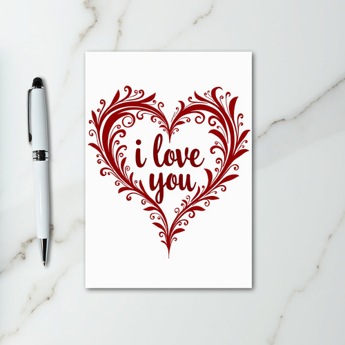 I Love You Ornate Heart Smooth Card
