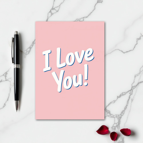 I Love You Pastel Pink Card