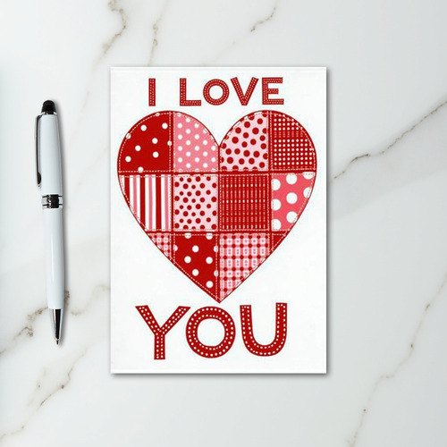 I Love You Patchwork Heart Card