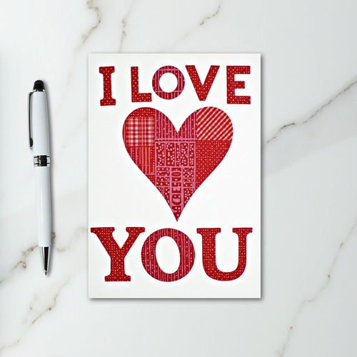 I Love You Pattern Heart Card