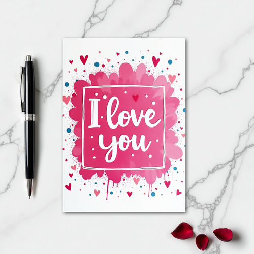 I Love You Pink Burst Card