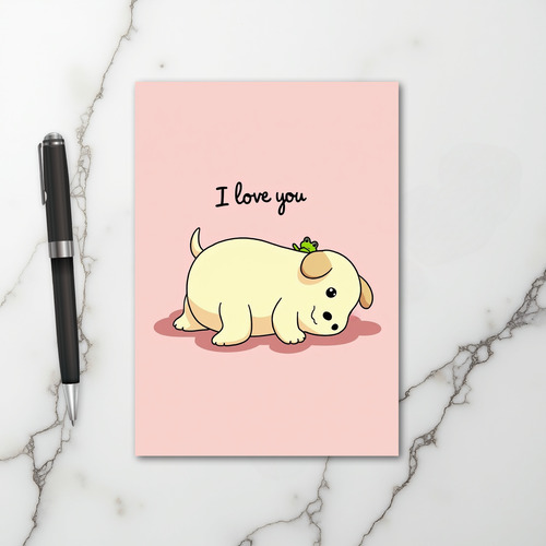 I Love You Puppy Frog Card