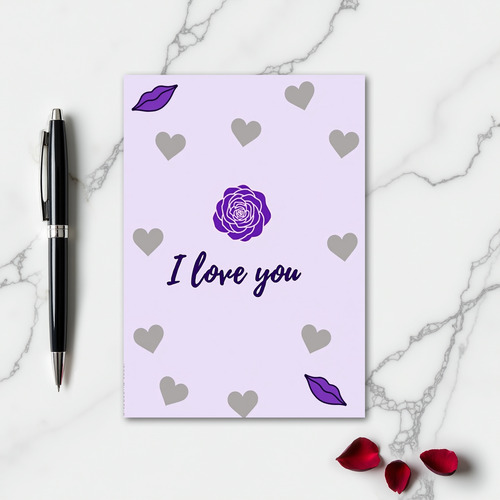 I Love You Purple Rose Art Card