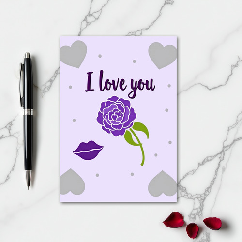 I Love You Purple Rose Card