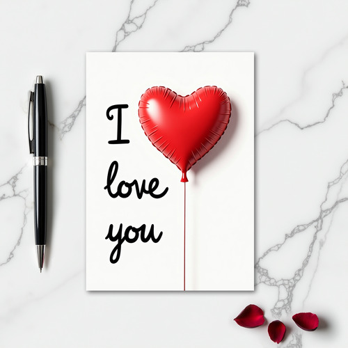 I Love You Red Foil Heart Balloon Card