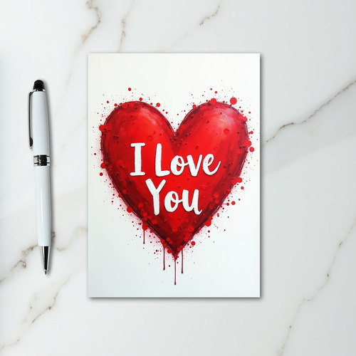I Love You Red Glitter Heart Card