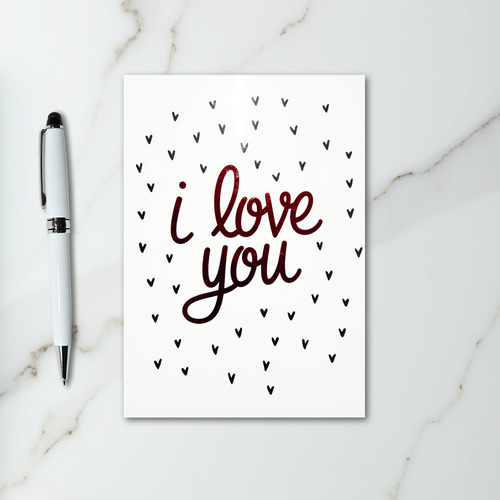 I Love You Red Glitter Tiny Hearts Card
