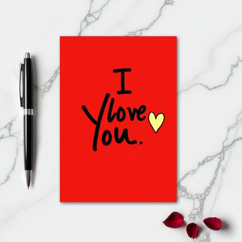 I Love You Red Heart Brush Stroke Card