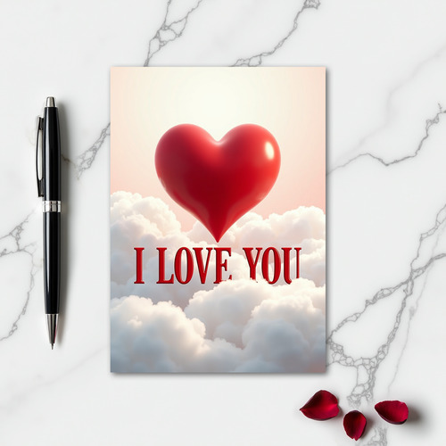 I Love You Red Heart Cloud Card