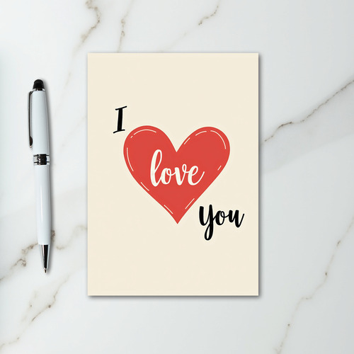 I Love You Red Heart Kraft Card