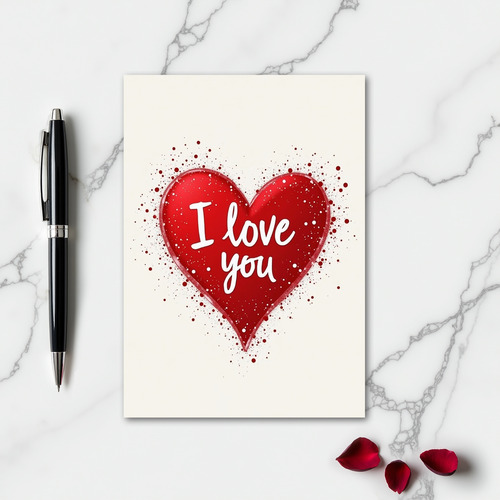 I Love You Red Heart Message Card