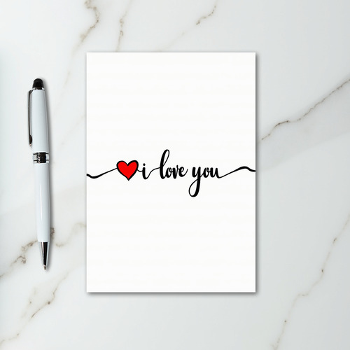 I Love You Red Heart Script Card
