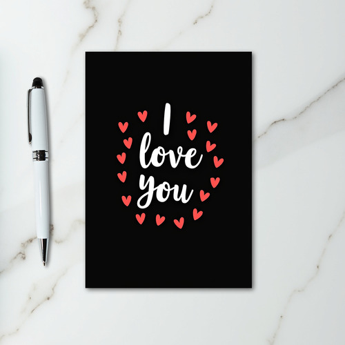 I Love You Red Hearts Matte Card For Her
