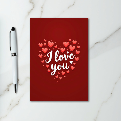 I Love You Red Puffy Heart Card