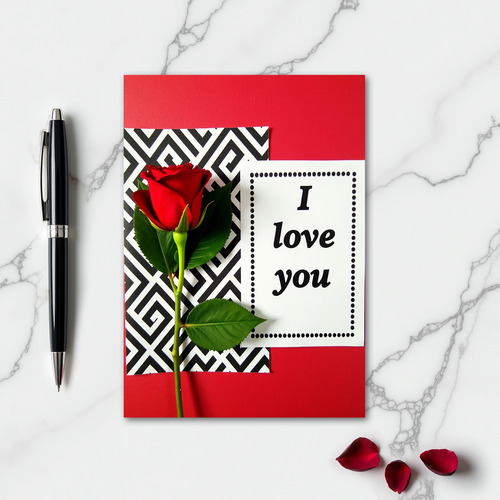 I Love You Red Rose Maze Card