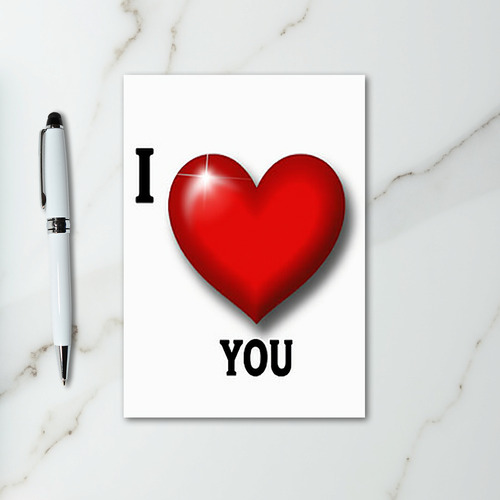 I Love You Red Shiny Heart Card